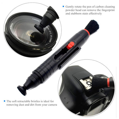Camera Cleaning Kit for Digital SLR Camera Sensor Cleaning and Lens Cleaning Liquid Cleaner, Cleaning Brush, lens pen, Microfiber Cloth and Carry Bag