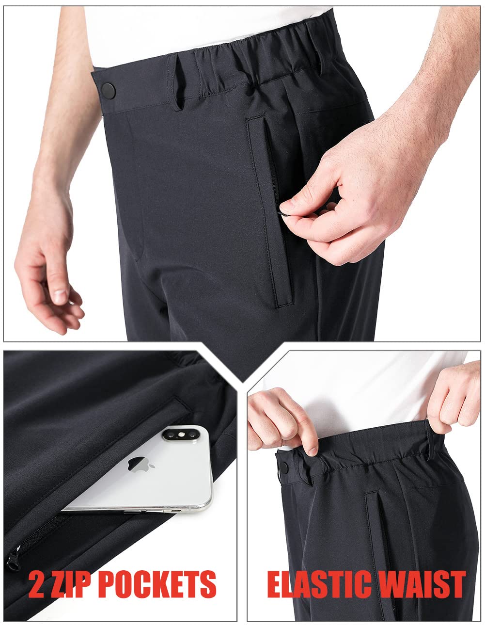 - Mens Golf Waterproof Trousers | Slim Fit | Lightweight | Stretch Tapered -