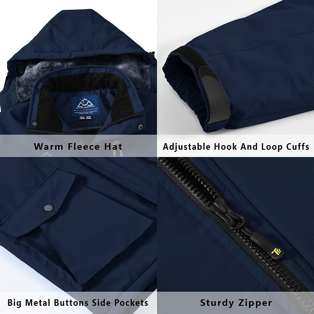 - donhobo Men's Waterproof Ski Jackets | Winter Fleece Windproof | Jacket Outdoor Hiking Windbreaker Coats -