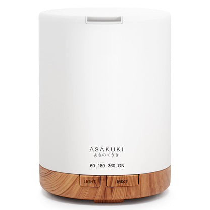 ASAKUKI 300ml Essential Oil Diffuser, Ultrasonic Aromatherapy Scented Diffuser Humidifier for Bedroom,Baby Room,Spa with 7 LED Color Lights and Auto Shut-Off, BPA-Free- Yellow Wood Grain