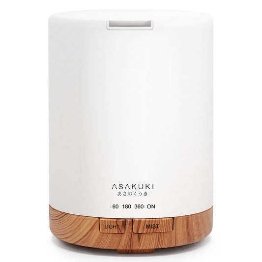 ASAKUKI 300ml Essential Oil Diffuser, Ultrasonic Aromatherapy Scented Diffuser Humidifier for Bedroom,Baby Room,Spa with 7 LED Color Lights and Auto Shut-Off, BPA-Free- Yellow Wood Grain