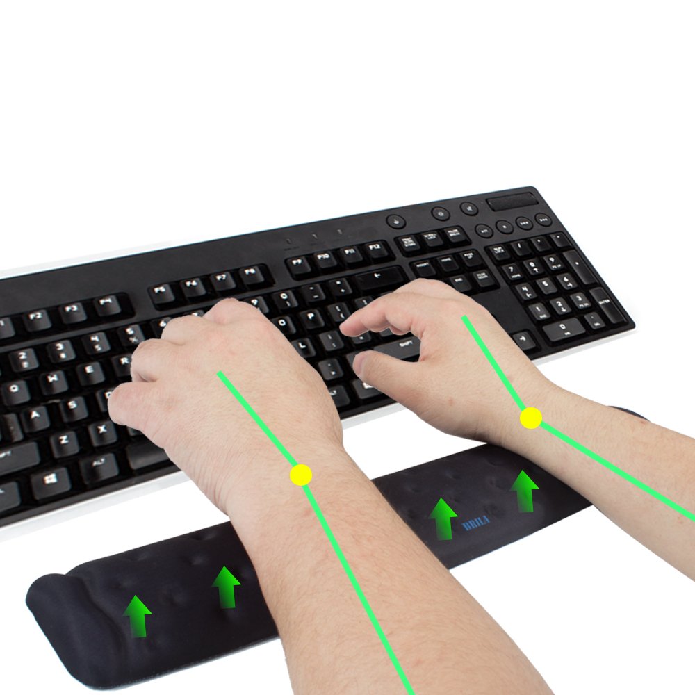 BRILA Memory Foam Mouse & Keyboard Wrist Rest Support Pad Cushion Set for Computer, Laptop, Office Work, PC Gaming - Massage Holes Design (Black Bundle)