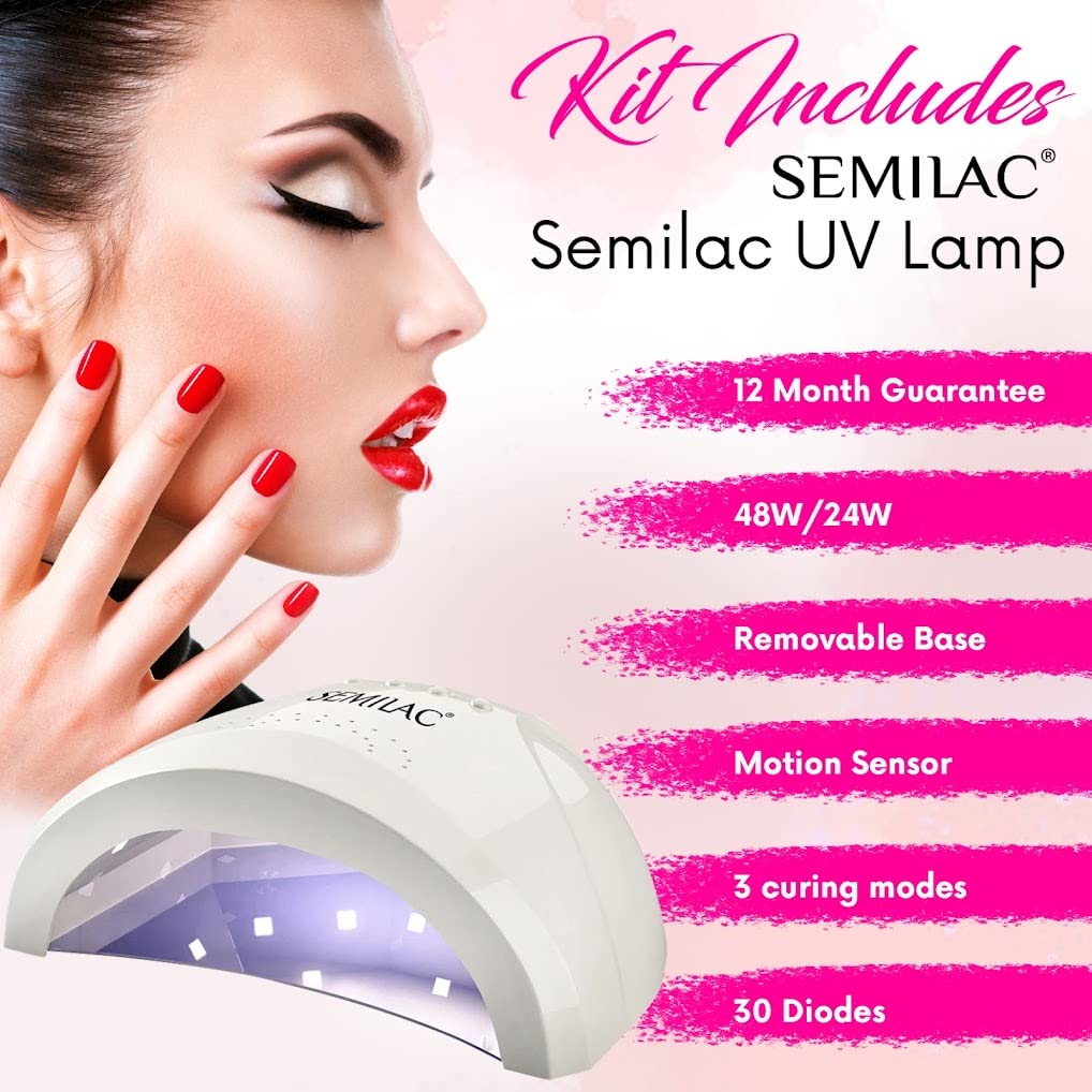 - SEMILAC Love Me Professional Gel Nail Starter Kit | UV Nail Lamp -