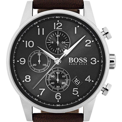 BOSS Chronograph Quartz Watch for Men with Brown Leather Strap - 1513494