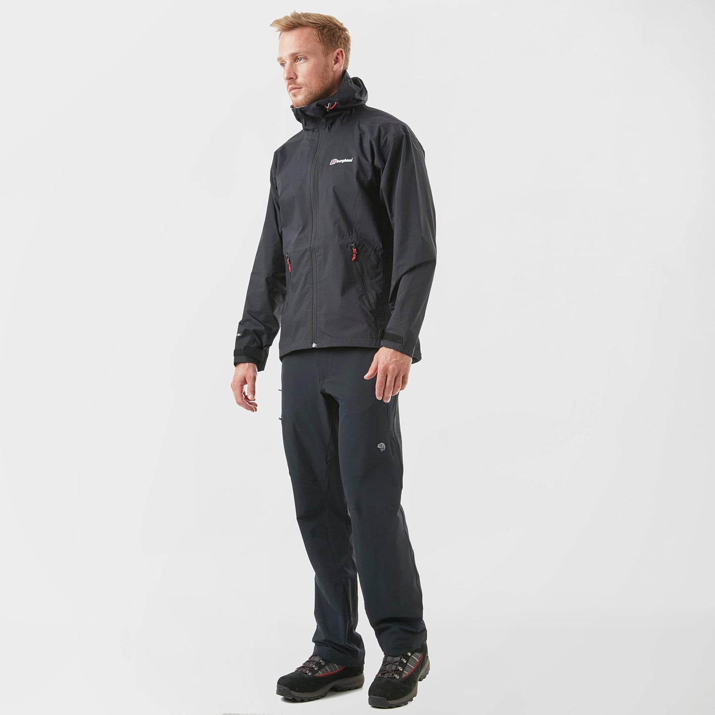 Berghaus Men's Stormcloud Waterproof Jacket with AQ2 Fabric and Fully Adjustable Hood, Packable Rain Jacket, Men's Hiking & Outdoor Recreation Clothing, Black, L