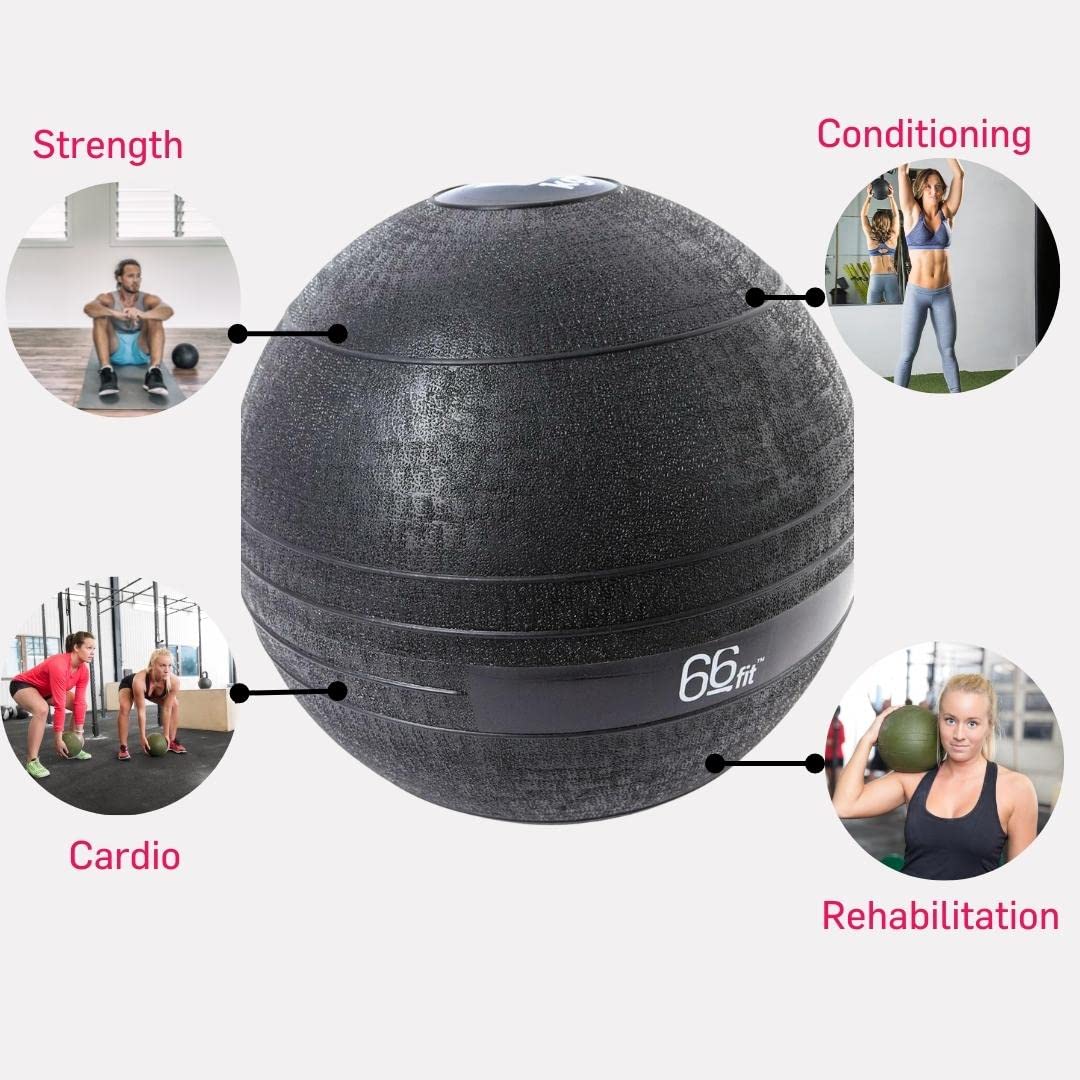 66fit Slam Ball - Black (10kg) Gym & Home Training for Workout, Strength Building, Resistance Training, Weight Loss