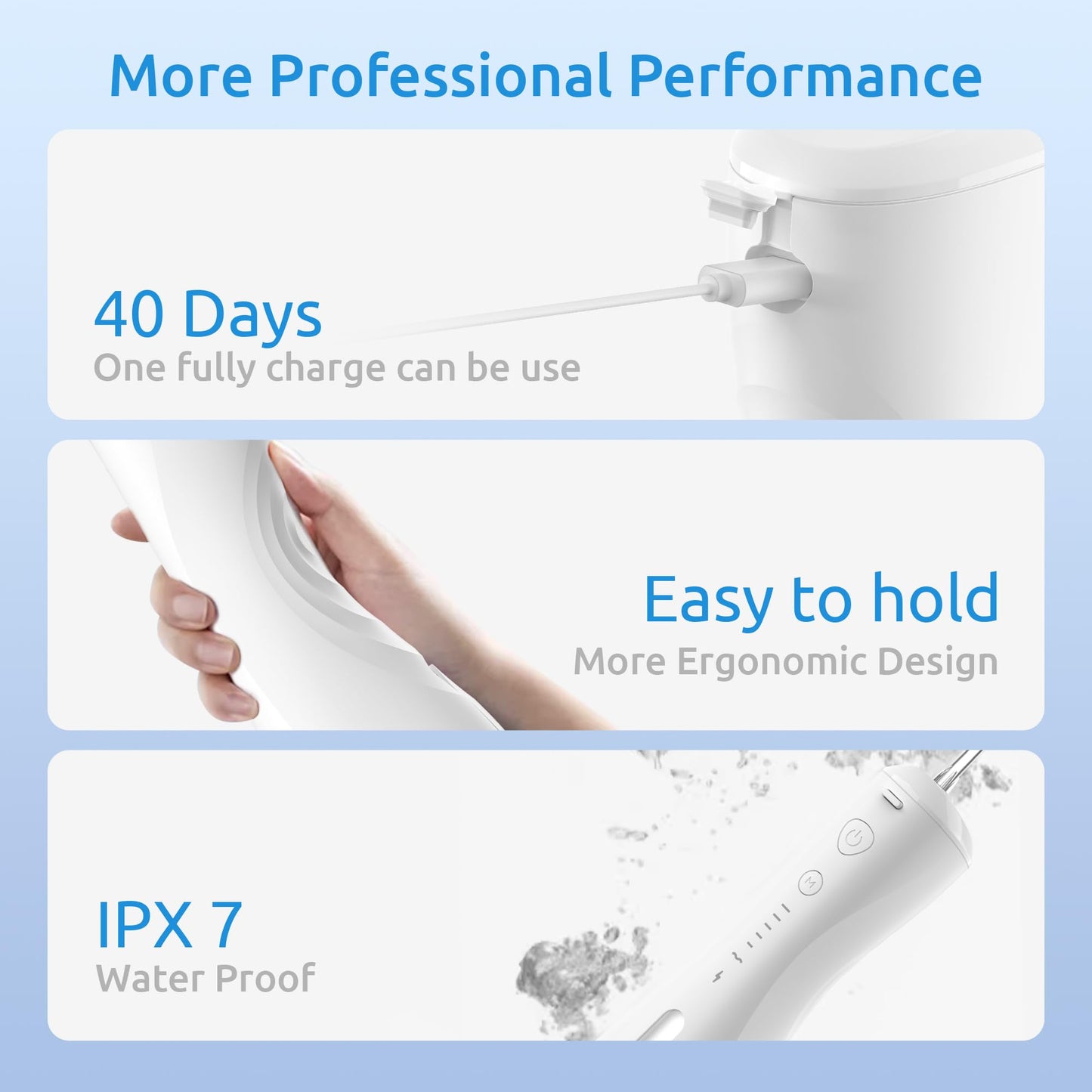 - Water Flosser [Dental Cordless Portable] 6 Modes & IPX7 Waterproof Rechargeable Oral Irrigator Water Teeth Cleaner
