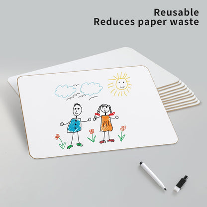 CRESZZLE 2-Pack Small Whiteboard Set - 8.2x11.8 Inch Double-Sided Mini Whiteboards with 2 Pens and 2 Erasers - Portable, Durable White Boards for Students, Classroom, Home, and Office