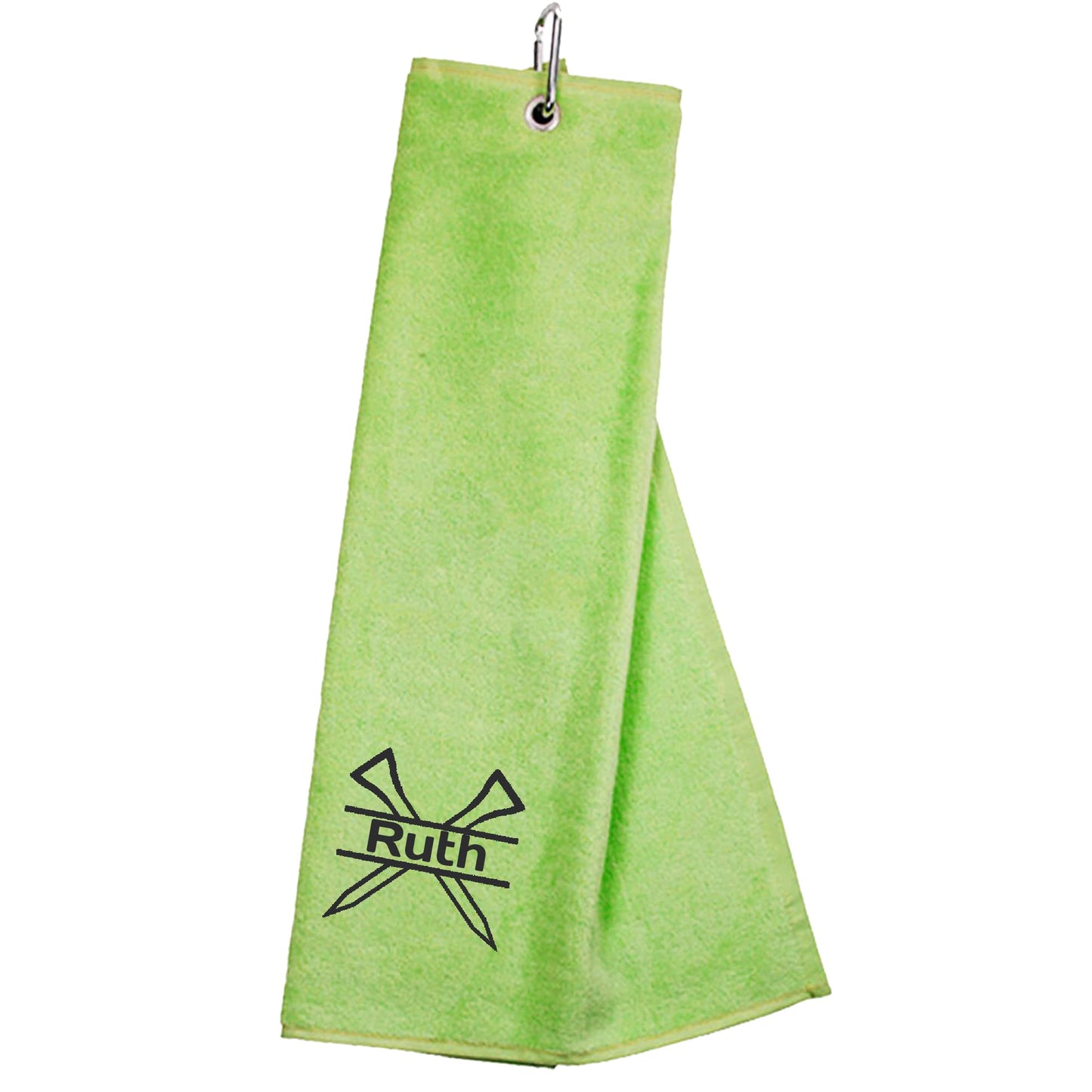Always Looking Good Personalised Tri Fold Golf Towel with Name Luxury Velour 50cm x 40cm Custom Towel with Carabiner Clip Gift- Golf Gifts for men and women (Light Green)