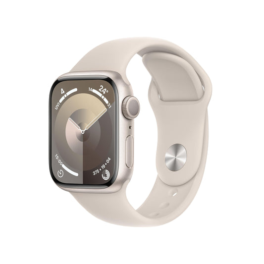 Apple Watch Series 9 [GPS 41mm] Smartwatch with Starlight Aluminum Case with Starlight Sport Band M/L. Fitness Tracker, Blood Oxygen & ECG Apps, Always-On Retina Display, Water Resistant
