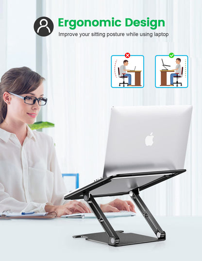 - Glangeh Laptop Stand | Aluminum Sturdy, Laptop Riser For Desk | Adjustable Heights/Angles -