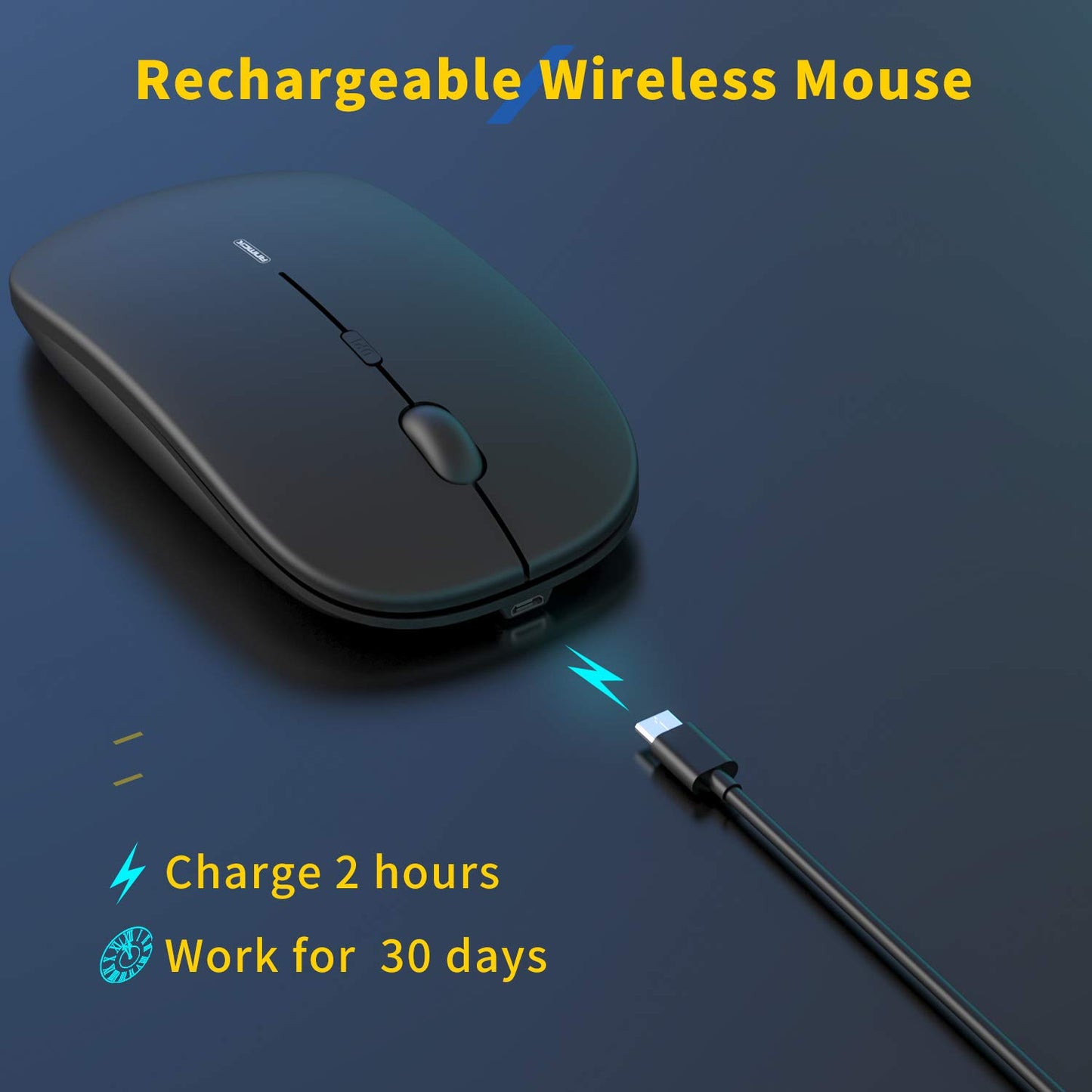 - Wireless Silent ,USB Laptop PC Cordless Mouse Rechargeable Slim Mice by Anmck,10m Remote Range,1600 DPI 3 Adjustment Levels Noiseless Mini Mouse
