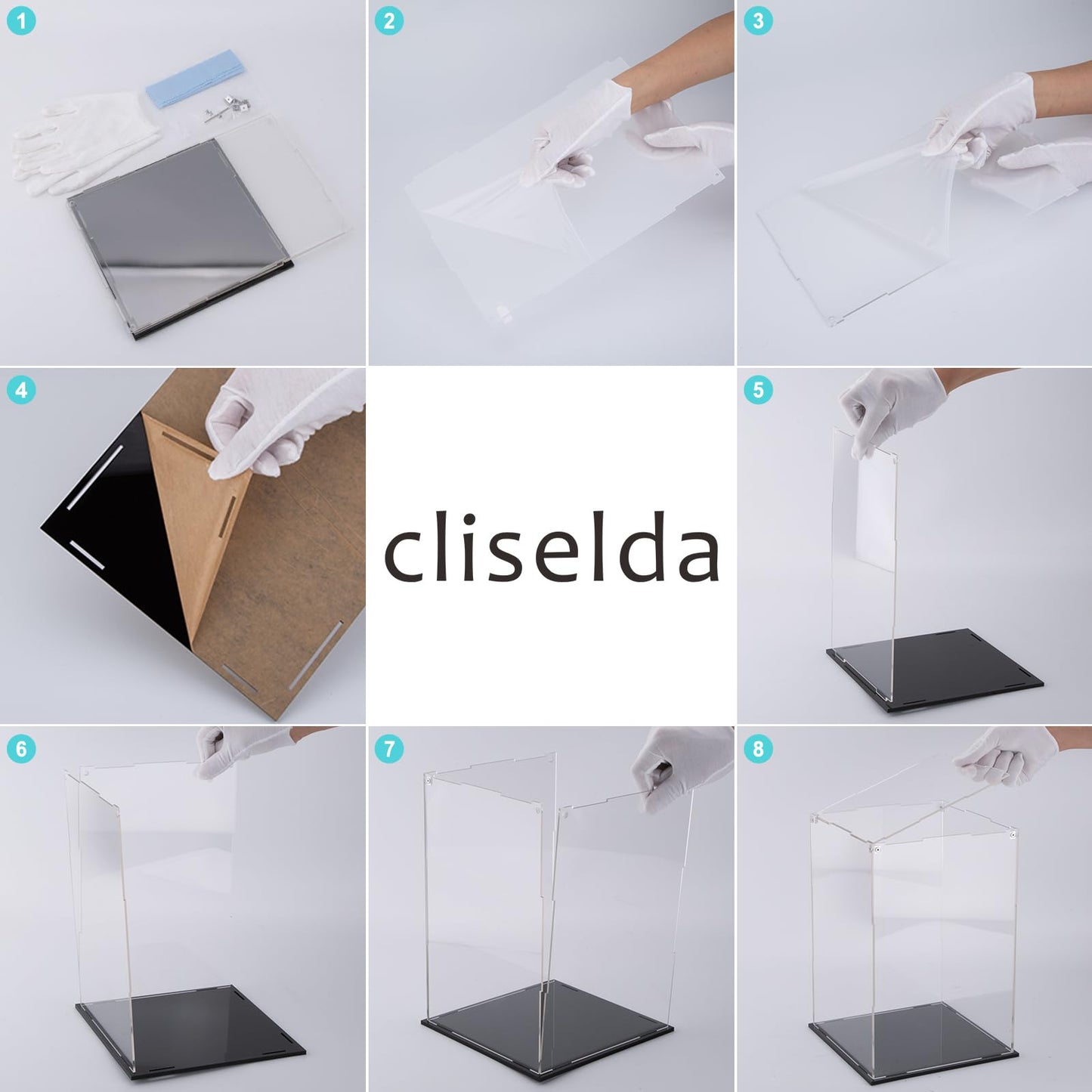 Cliselda Acrylic Display Case with Black Base, Assemble Acrylic Display Box, Acrylic Box Curiosity Cube Plastic Dustproof Showcase for Display Collectible Action Figures Toys (20x20x30 cm)