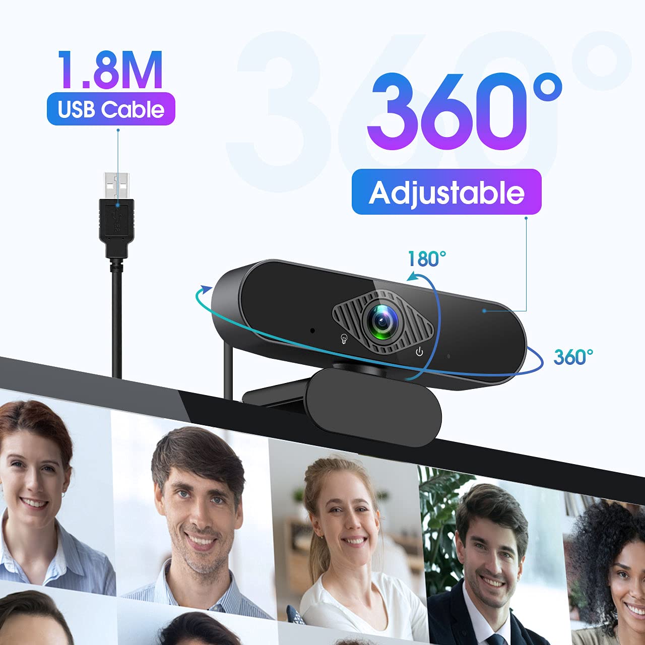 Dancial USB Webcam, 1080P Streaming Webcam with Microphone for PC,MAC, Laptop, Plug and Play Web Camera for Youtube,Skype Video Calling, Studying, Conference
