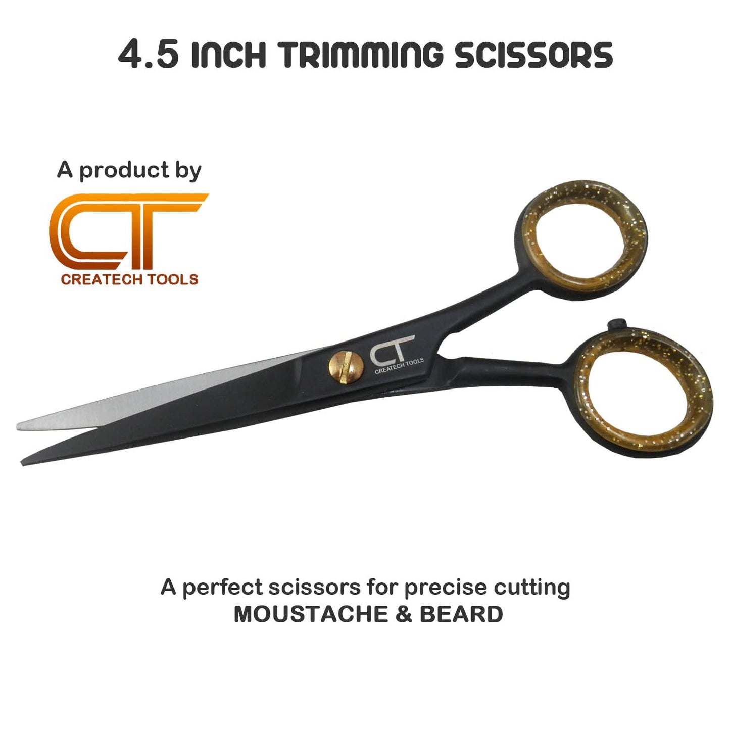 CT 4.5" Small Hair Scissors Set - Moustache & Beard Trimming for Men, Precise Facial Ear Nose Pubic Haircutting Round Tip Scissors for Baby Kids (Small Trimming Scissors Set)