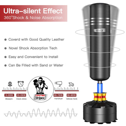 - Dripex Adult Free Standing Boxing Punch Bag | Heavy Duty Punching Bag Stand with Suction Cup Base | 69'' (Black) -