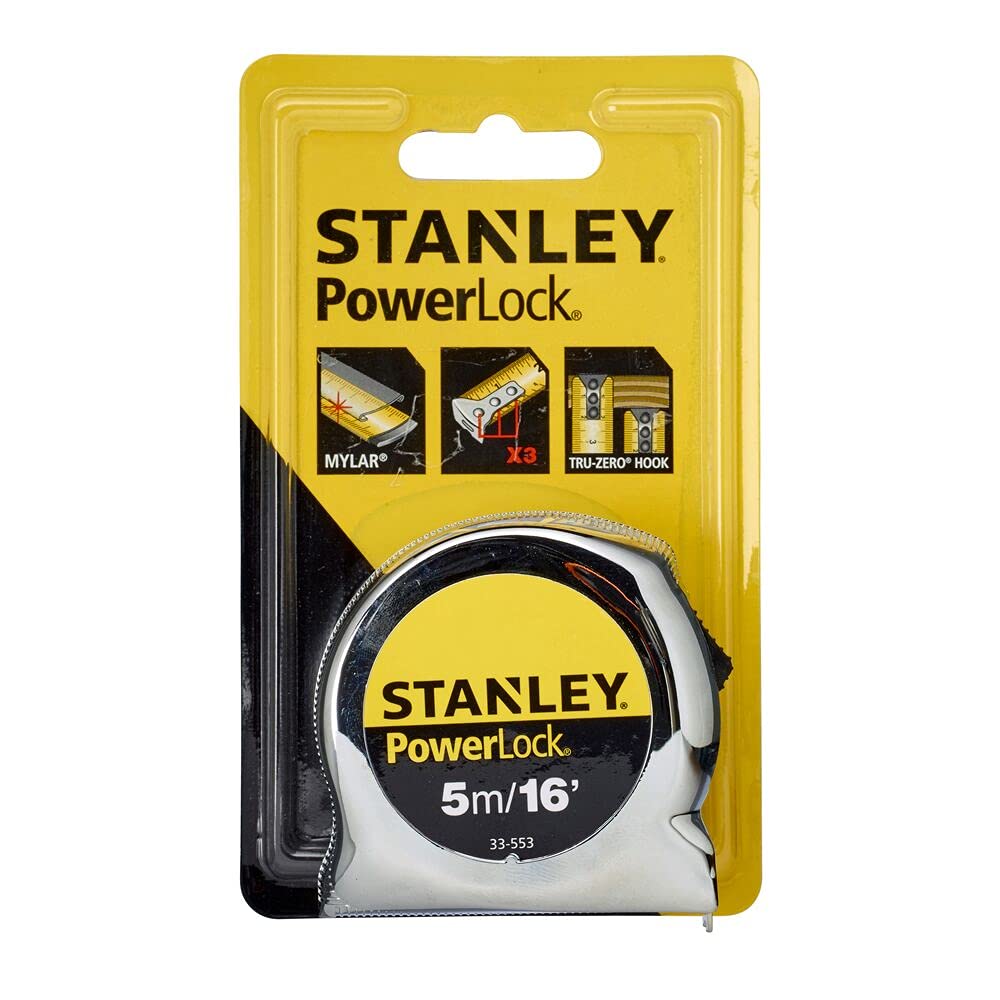 - Stanley | Metric/Imperial Tape Measure | Powerlock with 19mm Blade | 5m/16' -