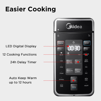 - Midea Pressure Cooker 8L | 70% Faster 13 Presets -