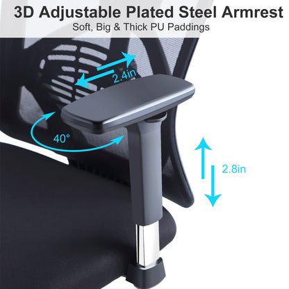 - Ticova Ergonomic Office Chair | High Back Desk Chair | Adjustable Lumbar Support -