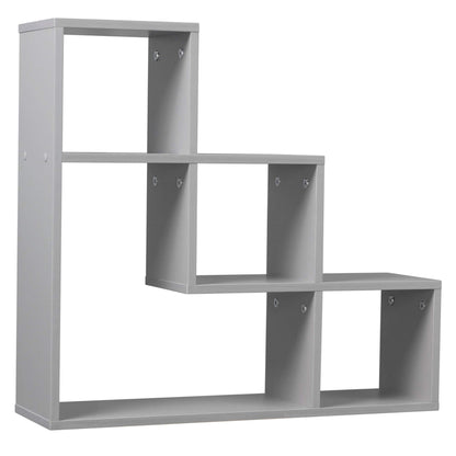 - URBNLIVING Lyon 3 Step Wooden Floating Wall Mounting Shelf Display Unit - Book Storage - Deco (Grey) -