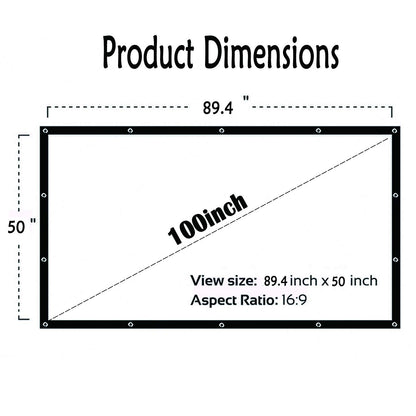 - OWill 100 inch Projector Screen | 16:9 HD Foldable for Home Theater -