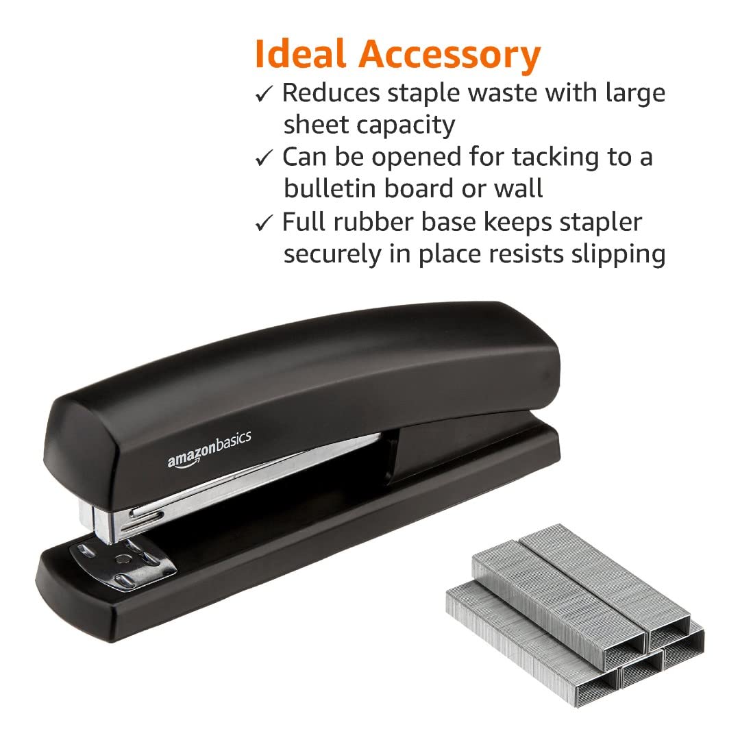Amazon Basics Stapler With 1000 Staples, Matte Black