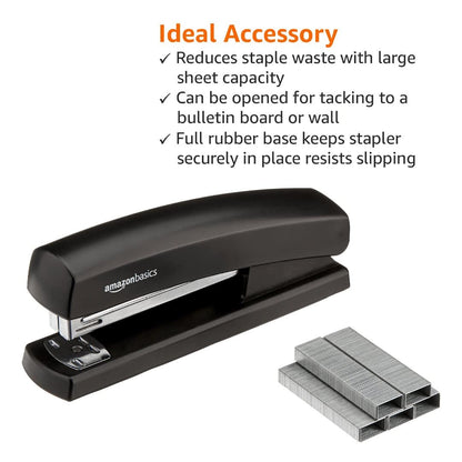 Amazon Basics Stapler With 1000 Staples, Matte Black