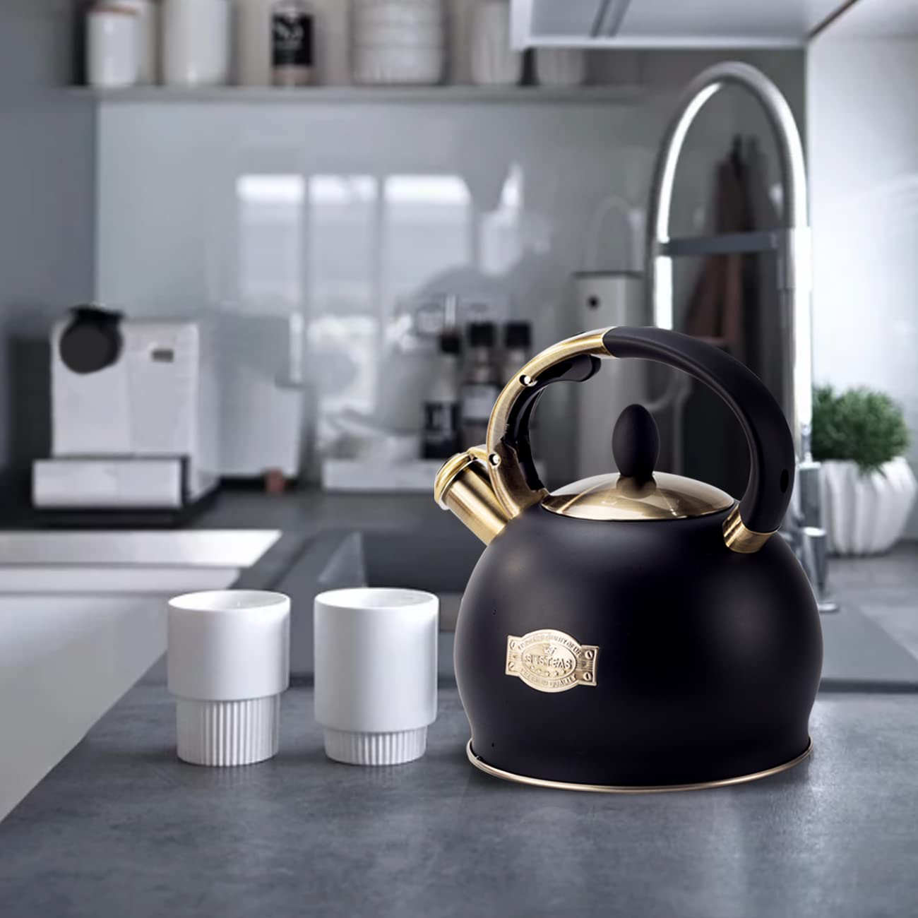 - SUSTEAS Stove Top Whistling Tea Kettle | Surgical Stainless Steel Teakettle Teapot | 3L | Black -