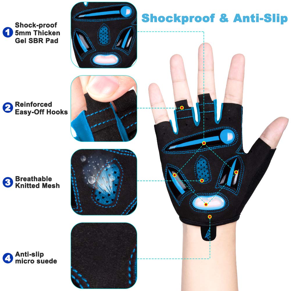 - LUROON Cycling Gloves | Half Finger Gel Padded Bike Gloves | Anti-Slip -