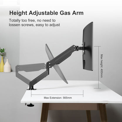 - Suptek | Single Monitor Arm | Gas Spring | Monitor Arm Desk Mount for 17-27 inch Monitors up to 6kg -
