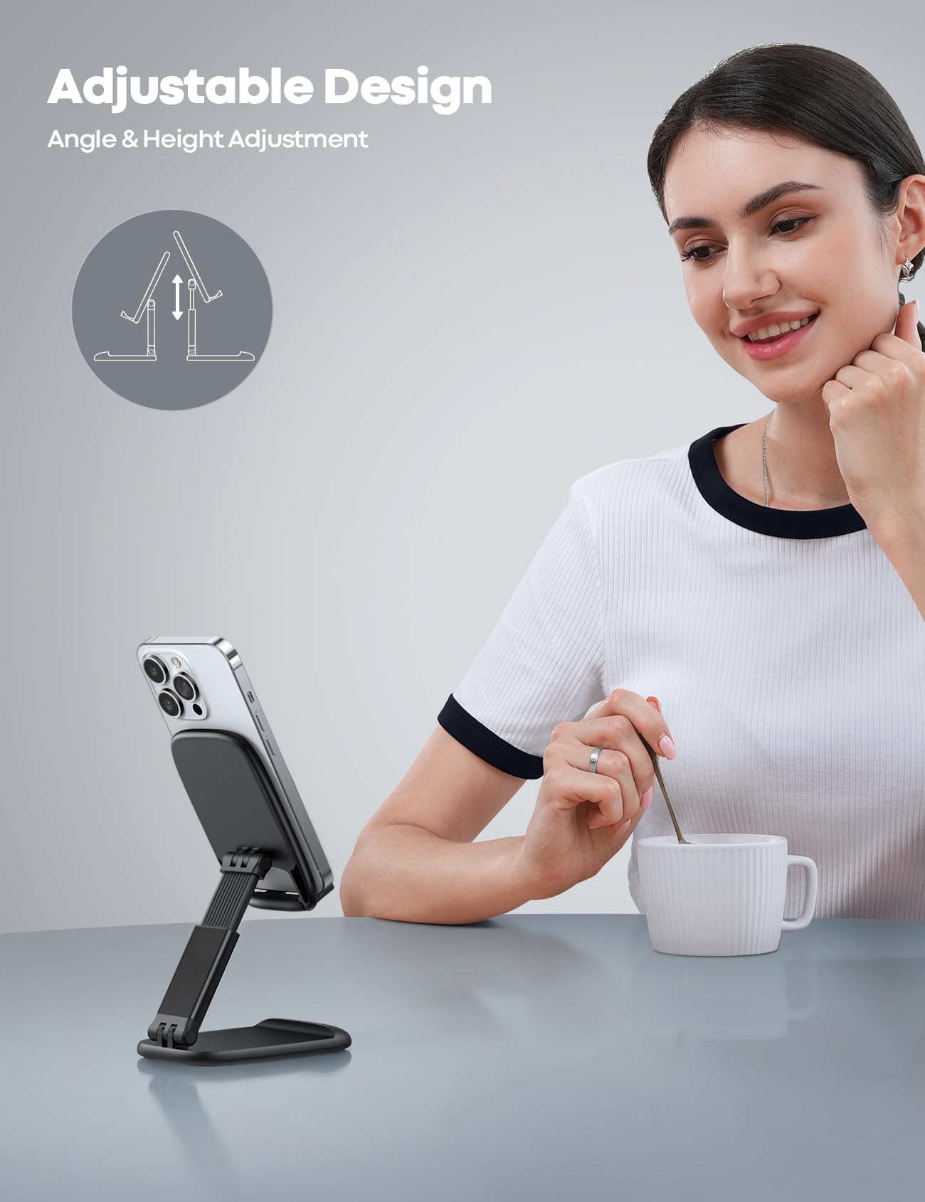 - Lamicall Foldable Phone Stand for Desk | Height Adjustable Phone Holder Cradle Dock -