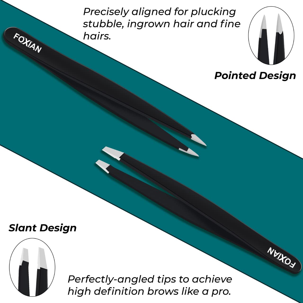 - Foxian Tweezers for Facial Hair -