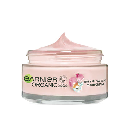 - Garnier Organic Rosy Glow 3in1 Youth Cream 50ml | For Radiant and Glowing Skin -