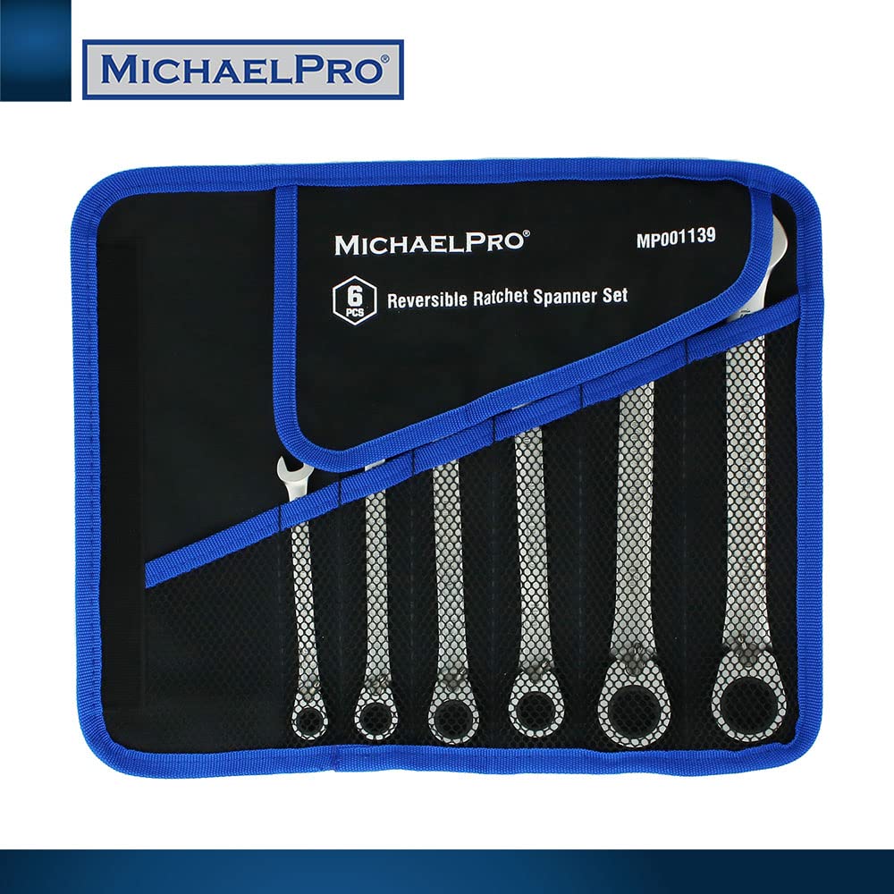 - MichaelPro MP001139 6-Piece Reversible Ratchet Spanner Set -