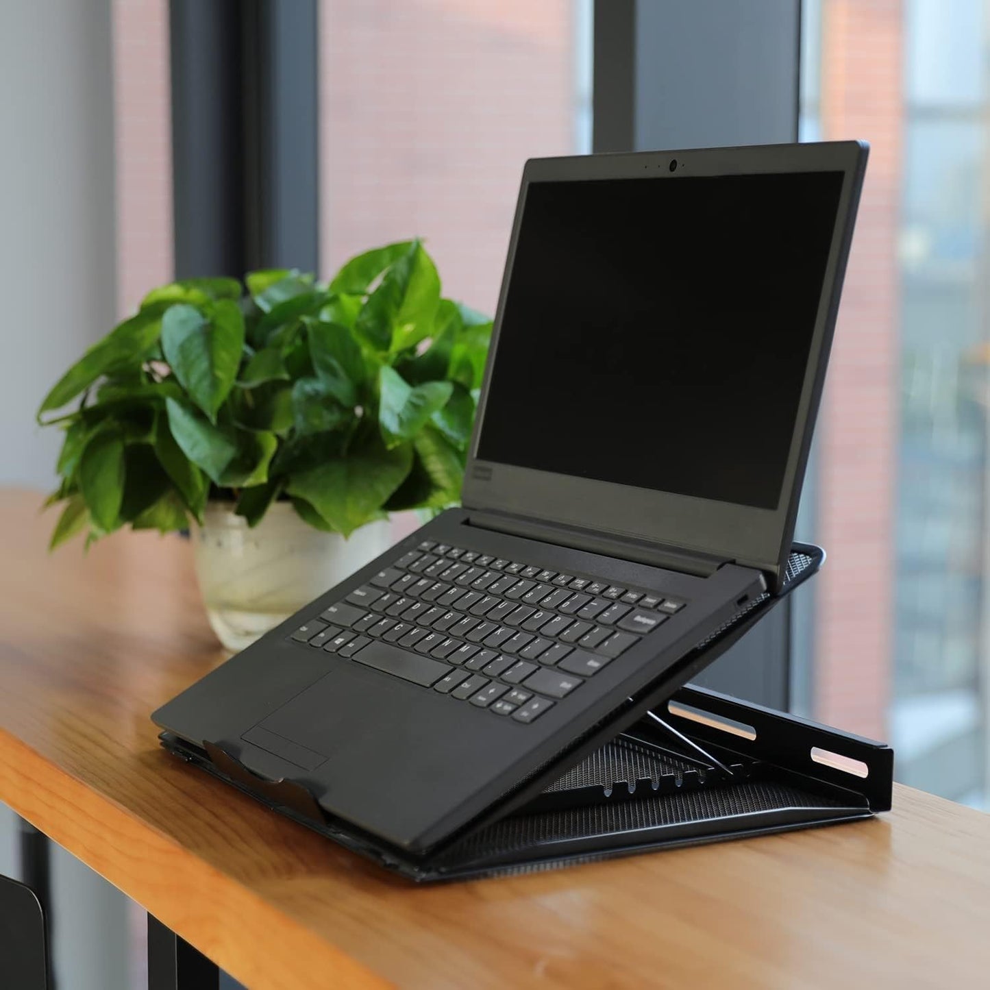 Amazon Basics Ventilated Adjustable Ergonomic Laptop Stand, 33 x 28.7 x 18.5 cm, Black