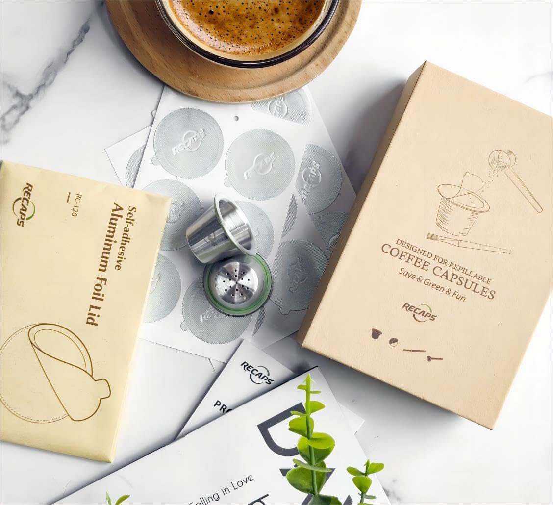 - Espresso Capsules Refillable Coffee Pods | Compatible with Nespresso OriginalLine (2 Pods+120 Lids) -