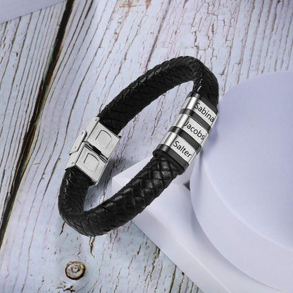 - Glooraca Personalised Mens Name Bracelets | Custom Braid Leather Bracelet For Men -