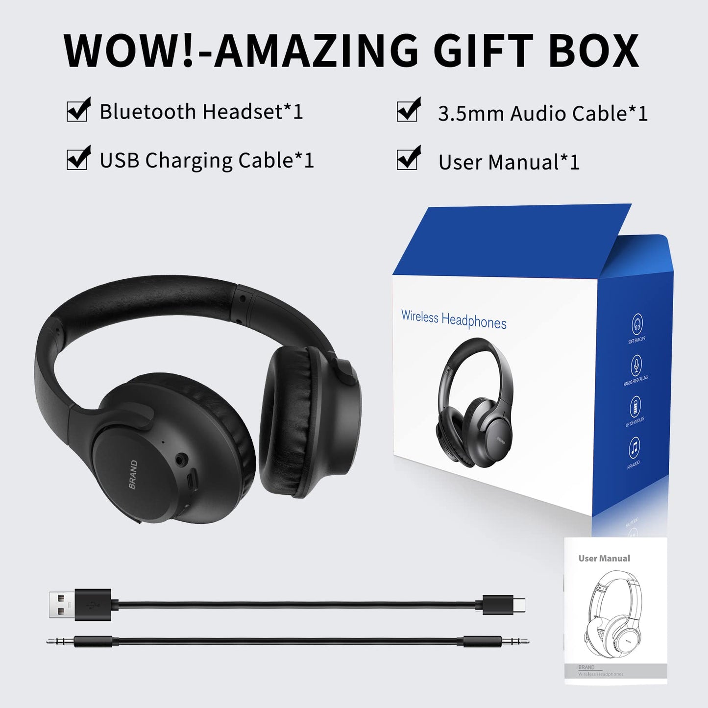 - KVIDIO Bluetooth Headphones | Over Ear | 65 Hours Playtime Wireless Headphones -