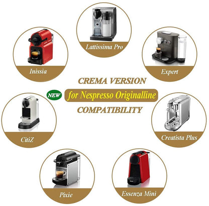 CAPMESSO Reusable Espresso Capsules Refillable Coffee Pod Stainless Steel Cups Compatible with Nespresso OriginalLine Brewer (2 Pods+100 Lids)