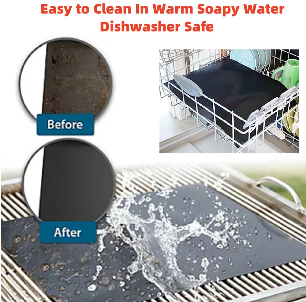 6 X Heavy Duty Oven Liner, Teflon Non-Stick Baking Mats, Washable Grill Mats for Ovens, Electric and Charcoal Grills, 34 x 24cm