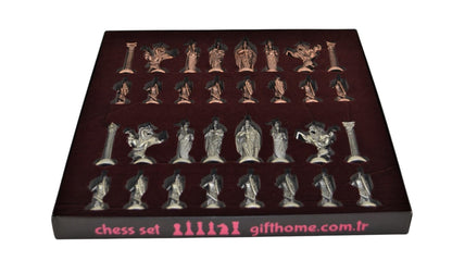 - Royal Medieval ,British Army, Antique Copper Chess Set | Handmade Pieces and Natural Solid Wooden Chess Board with Storage Inside | 3.35inc -