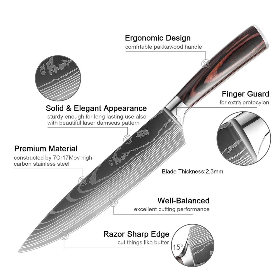 - GoFire Chef Knife 8 Inch Ultra Sharp Chefs Knife | Blade High Carbon Stainless Steel Kitchen Knife -
