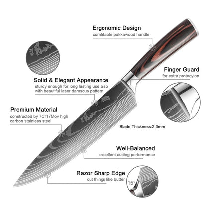 - GoFire Chef Knife 8 Inch Ultra Sharp Chefs Knife | Blade High Carbon Stainless Steel Kitchen Knife -