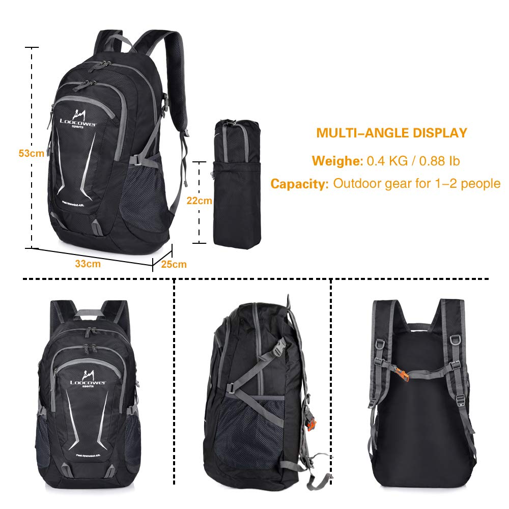 - Loocower 45L Lightweight Foldable Backpack | Walking Rucksack | Hiking Daypack -