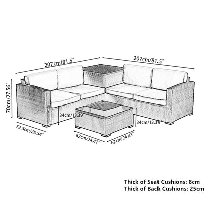 - Panana 4 Seater | Rattan Furniture Set | Lounge Corner Sofa Set -