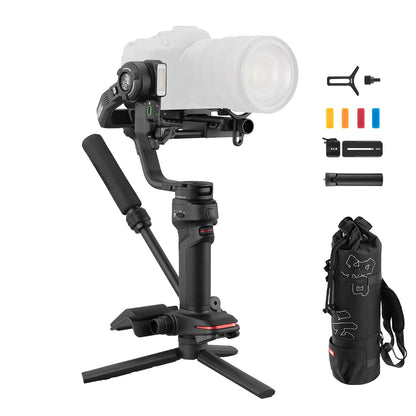 - ZHIYUN Weebill 3 Combo [Official] Gimbal Stabilizer for DSLR & Mirrorless Camera with Sling Mode 2.0, Wrist Rest, Built-in Fill Light, Mic, Backpack, Tripod