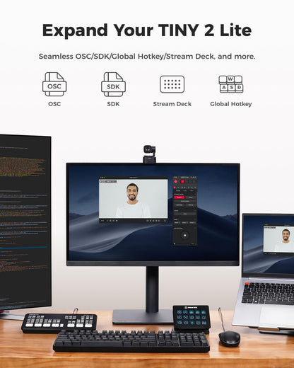 - OBSBOT TINY 2 Lite 4k Webcam | PTZ Webcam with AI-Powered Framing & Autofocus -