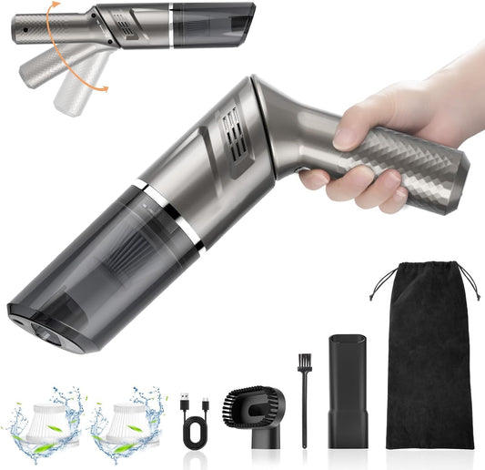 Car Vacuum Mini Vacuum Handheld Vacuum Cordless,120W Car Vacuum Cleaner High Power 90° Rotatable Handle Rechargeable Hand Vacuum Cordless Dry Wireless Portable Handheld Car Vacuum for Home/Car/Office