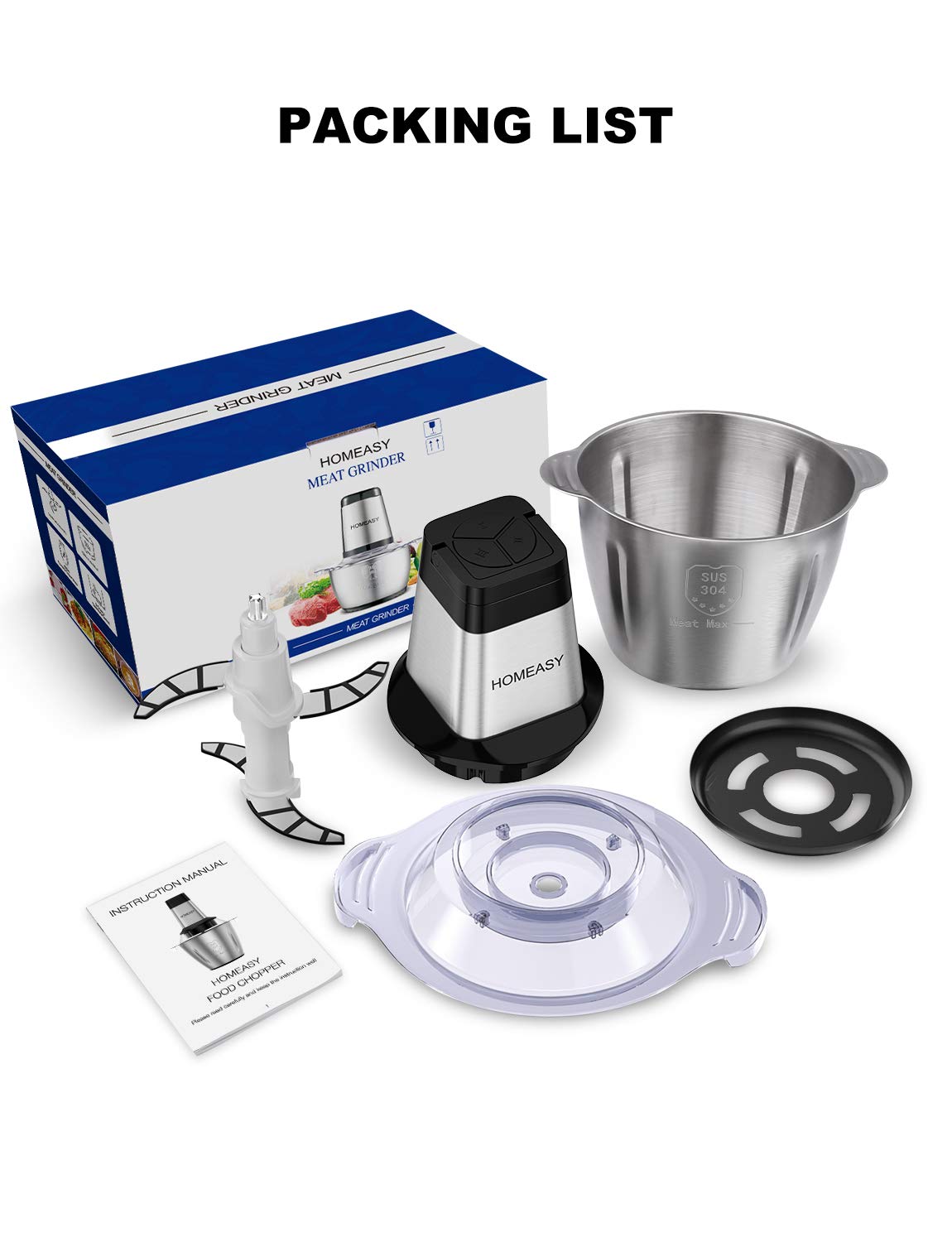 - Homeasy Food Processor | Meat Blenders For Kitchen Meat Grinder | 2.5L | Food Chopper For Meat -
