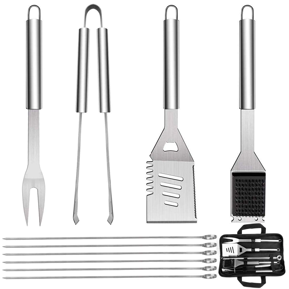 - QH7 10 Pack BBQ Barbecue Tool Set | Stainless Steel Outdoor Barbecue Grill Utensils Set -